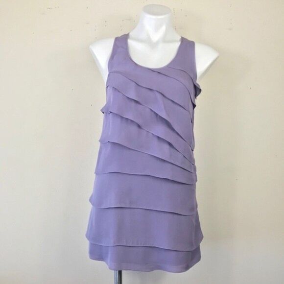 Theory Dorosa Silk Mini Dress Lavender Tiered Y2K Party Date Night Size 0 Purple - Picture 13 of 15
